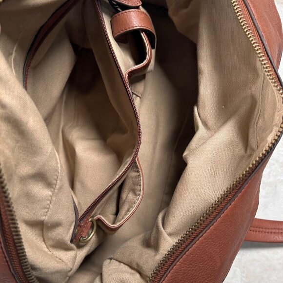 Cole Haan Handbag Brown Leather Canvas Retro Striped Colorblock Boho - Picture 6 of 10